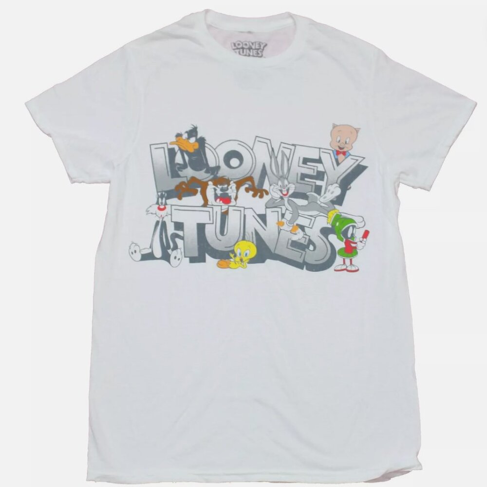 Looney Tunes Adult New T-Shirt Classic Characters Playing in Logo Size XL New